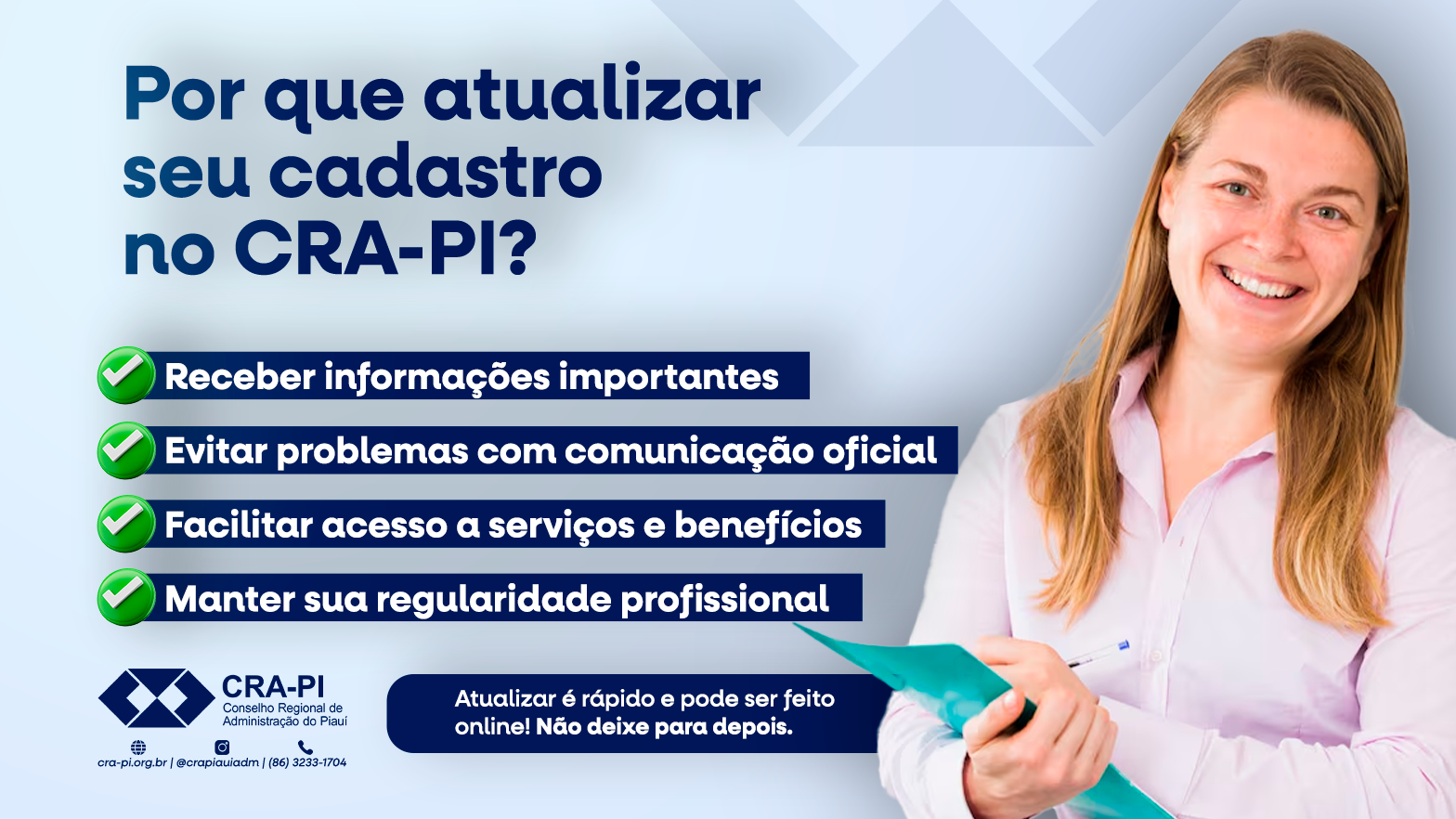 No momento, você está visualizando CRA-PI reforça importância da atualização cadastral dos profissionais registrado