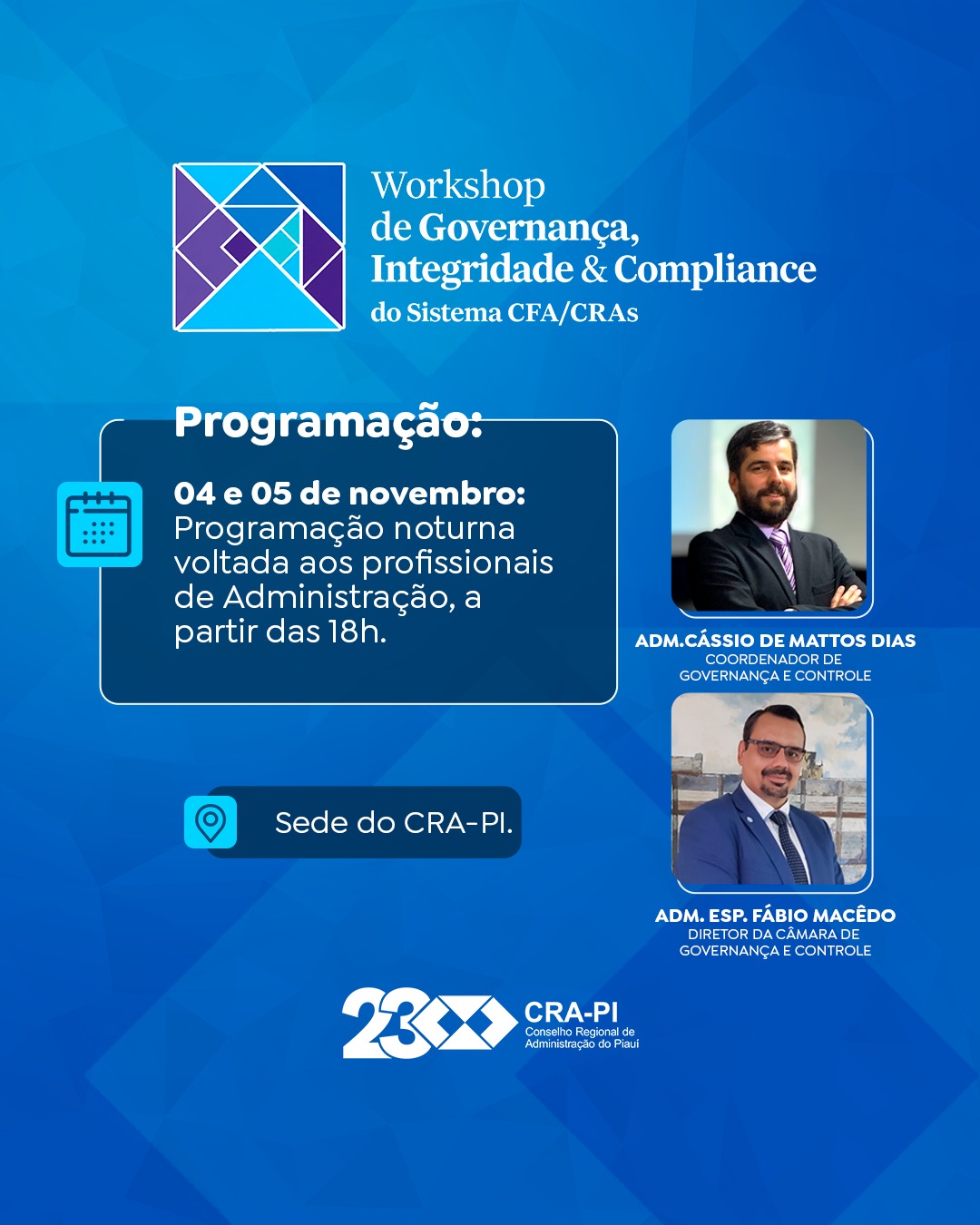 No momento, você está visualizando CRA-PI abre inscrições para Workshop de Governança, Integridade e Compliance do Sistema CFA/CRAs